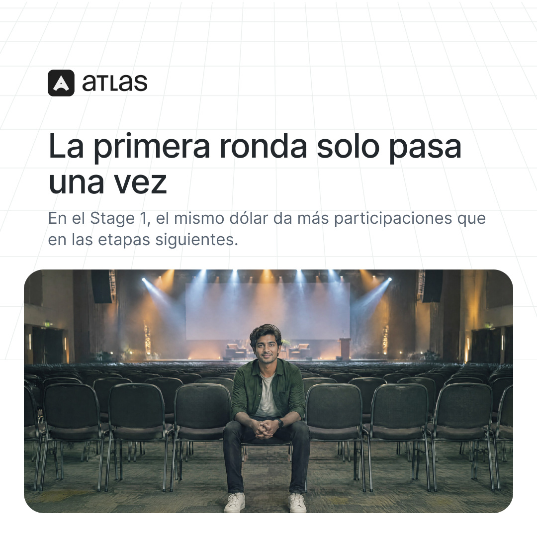 Atlas: La primera ronda solo pasa una vez. En el Stage 1, el mismo dólar da más participaciones que en las etapas siguientes.