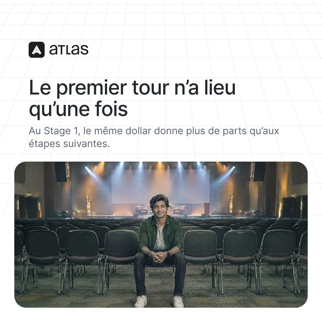 Atlas: Le premier tour n’a lieu qu’une fois. Au Stage 1, le même dollar donne plus de parts qu’aux étapes suivantes.