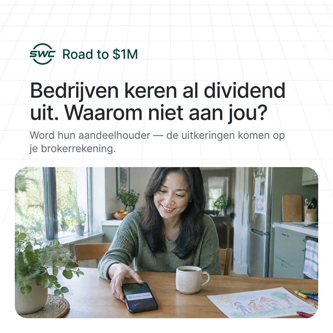 Road to $1M: Bedrijven keren al dividend uit. Waarom niet aan jou? Word hun aandeelhouder — de uitkeringen komen op je brokerrekening.