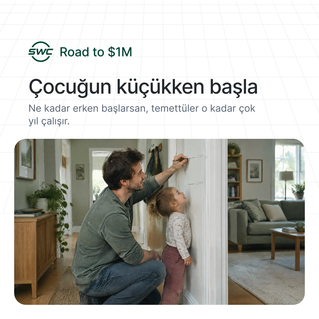 Road to $1M: Çocuğun küçükken başla. Ne kadar erken başlarsan, temettüler o kadar çok yıl çalışır.