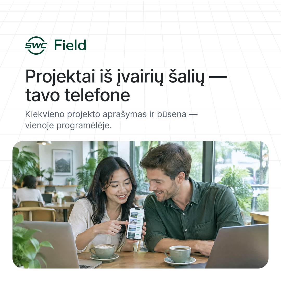 SWC Field: Projektai iš įvairių šalių — tavo telefone. Kiekvieno projekto aprašymas ir būsena — vienoje programėlėje.