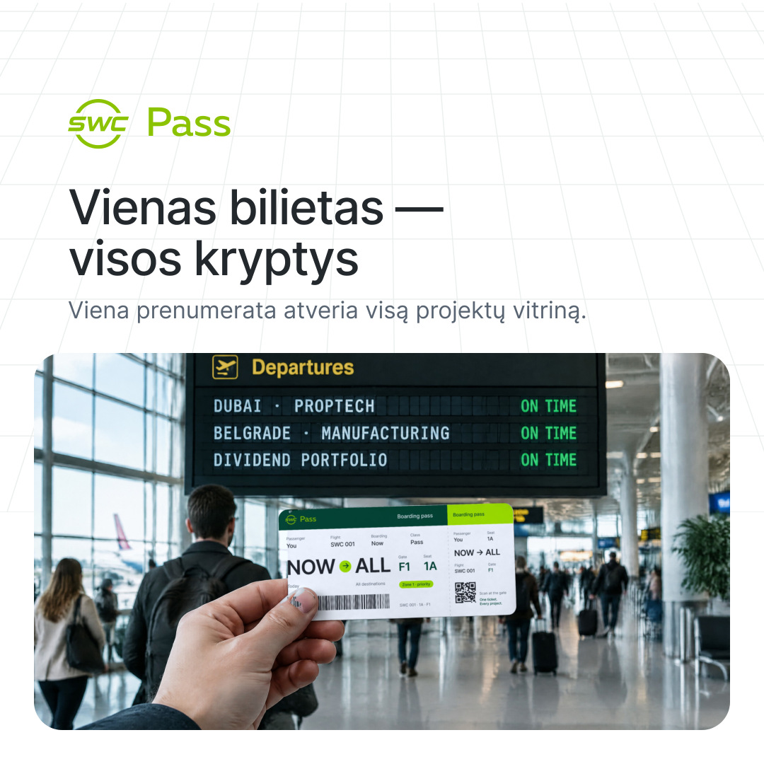SWC Pass: Vienas bilietas — visos kryptys. Viena prenumerata atveria visą projektų vitriną.